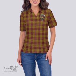 Scottish MacMillan Dress Clan Tartan Polo Shirt with Family Crest For Women, Women's Scottish Polo Shirt Scottish Plaid Tartan Plaid - ScotsTee - scotstee.com