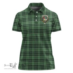 Scottish MacDonald Lord of the Isles Hunting Clan Tartan Polo Shirt with Family Crest For Women, Women's Scottish Polo Shirt Scottish Plaid Tartan Plaid - ScotsTee - scotstee.com