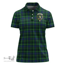 Scottish Stewart Hunting Modern Clan Tartan Polo Shirt with Family Crest For Women, Women's Scottish Polo Shirt Scottish Plaid Tartan Plaid - ScotsTee - scotstee.com
