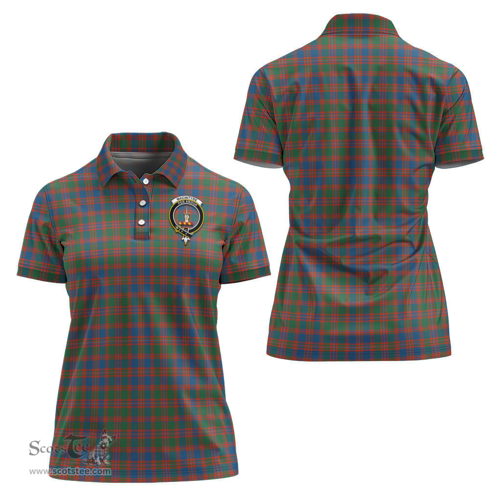Scottish MacIntyre Ancient Clan Tartan Polo Shirt with Family Crest For Women, Women's Scottish Polo Shirt Scottish Plaid Tartan Plaid - ScotsTee - scotstee.com