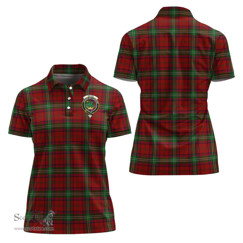 Scottish Seton Clan Tartan Polo Shirt with Family Crest For Women, Women's Scottish Polo Shirt Scottish Plaid Tartan Plaid - ScotsTee - scotstee.com