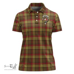 Scottish MacMillan Old Weathered Clan Tartan Polo Shirt with Family Crest For Women, Women's Scottish Polo Shirt Scottish Plaid Tartan Plaid - ScotsTee - scotstee.com