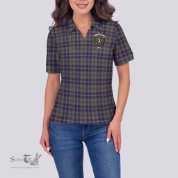 Scottish Taylor Weathered Clan Tartan Polo Shirt with Family Crest For Women, Women's Scottish Polo Shirt Scottish Plaid Tartan Plaid - ScotsTee - scotstee.com