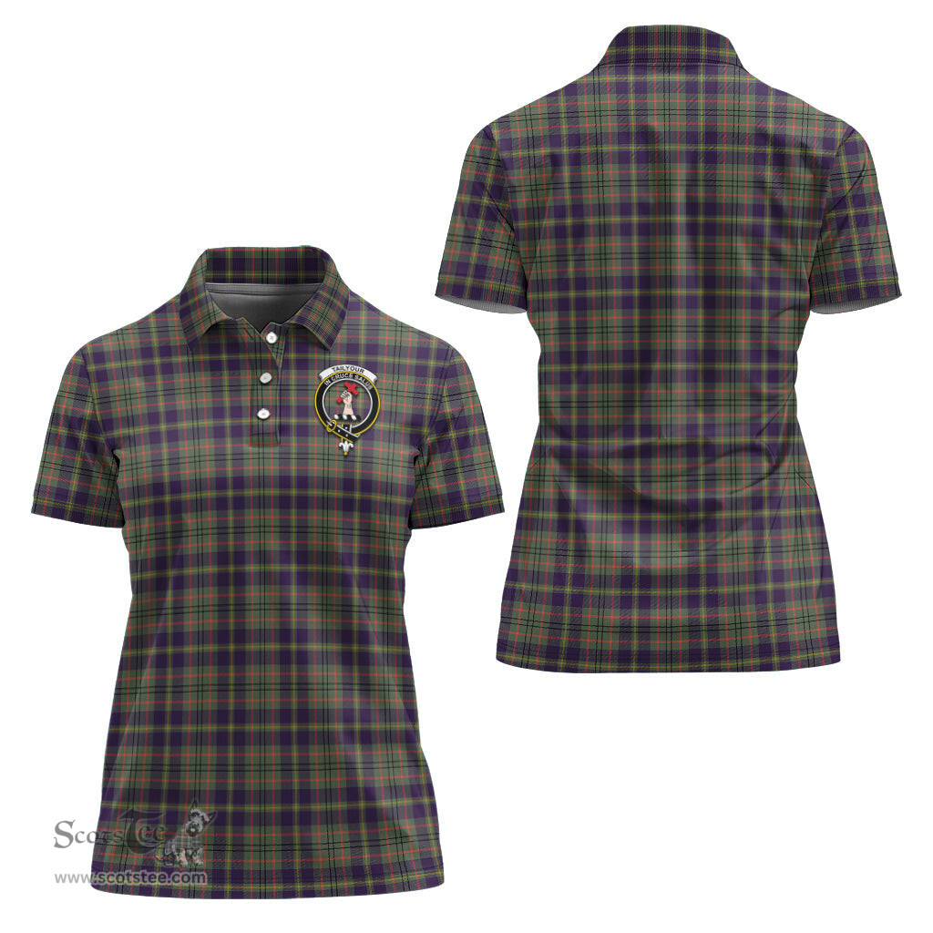 Scottish Taylor Weathered Clan Tartan Polo Shirt with Family Crest For Women, Women's Scottish Polo Shirt Scottish Plaid Tartan Plaid - ScotsTee - scotstee.com