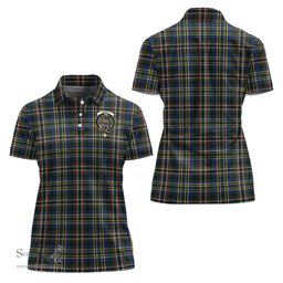 Scottish Scott Green Modern Clan Tartan Polo Shirt with Family Crest For Women, Women's Scottish Polo Shirt Scottish Plaid Tartan Plaid - ScotsTee - scotstee.com