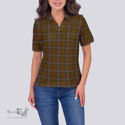 Scottish Scott Brown Modern Clan Tartan Polo Shirt For Women, Women's Scottish Polo Shirt Scottish Plaid Tartan Plaid - ScotsTee - scotstee.com
