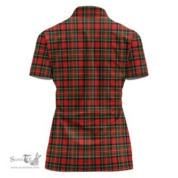 Scottish Stewart Royal Modern Clan Tartan Polo Shirt with Family Crest For Women, Women's Scottish Polo Shirt Scottish Plaid Tartan Plaid - ScotsTee - scotstee.com