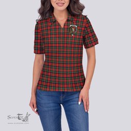 Scottish Stewart Royal Modern Clan Tartan Polo Shirt with Family Crest For Women, Women's Scottish Polo Shirt Scottish Plaid Tartan Plaid - ScotsTee - scotstee.com