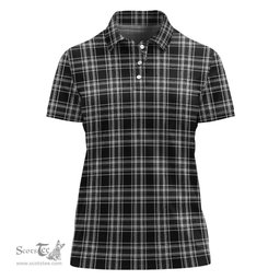 Scottish Stewart Black and White Clan Tartan Polo Shirt For Women, Women's Scottish Polo Shirt Scottish Plaid Tartan Plaid - ScotsTee - scotstee.com