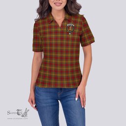 Scottish Scrymgeour Clan Tartan Polo Shirt with Family Crest For Women, Women's Scottish Polo Shirt Scottish Plaid Tartan Plaid - ScotsTee - scotstee.com