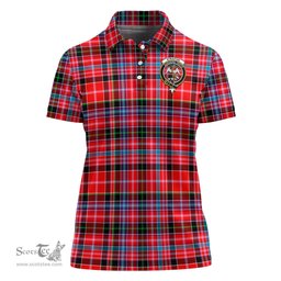 Scottish Straiton Clan Tartan Polo Shirt with Family Crest For Women, Women's Scottish Polo Shirt Scottish Plaid Tartan Plaid - ScotsTee - scotstee.com