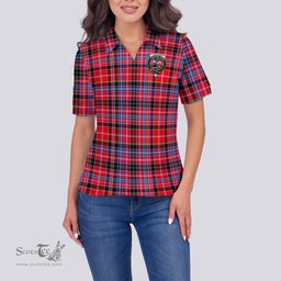 Scottish Straiton Clan Tartan Polo Shirt with Family Crest For Women, Women's Scottish Polo Shirt Scottish Plaid Tartan Plaid - ScotsTee - scotstee.com
