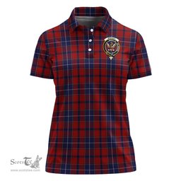 Scottish Wishart Dress Clan Tartan Polo Shirt with Family Crest For Women, Women's Scottish Polo Shirt Scottish Plaid Tartan Plaid - ScotsTee - scotstee.com