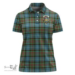 Scottish Paisley Clan Tartan Polo Shirt with Family Crest For Women, Women's Scottish Polo Shirt Scottish Plaid Tartan Plaid - ScotsTee - scotstee.com