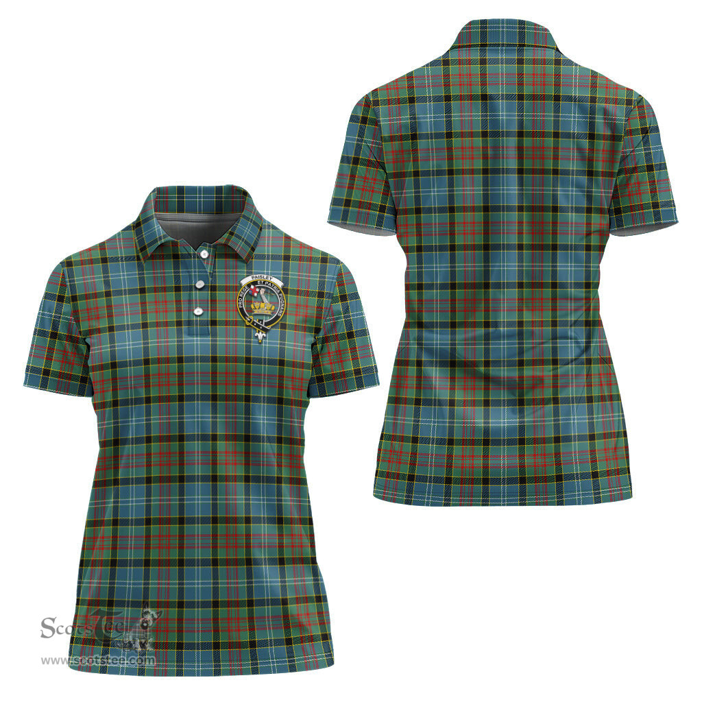 Scottish Paisley Clan Tartan Polo Shirt with Family Crest For Women, Women's Scottish Polo Shirt Scottish Plaid Tartan Plaid - ScotsTee - scotstee.com