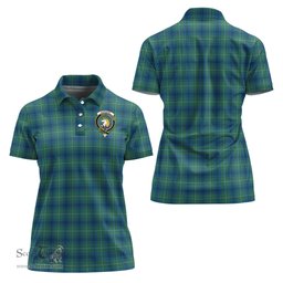 Scottish Oliphant Ancient Clan Tartan Polo Shirt with Family Crest For Women, Women's Scottish Polo Shirt Scottish Plaid Tartan Plaid - ScotsTee - scotstee.com