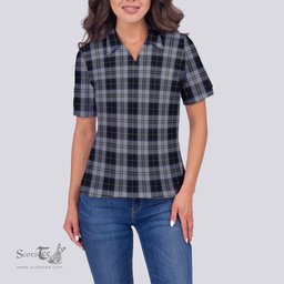 Scottish Menzies Black Dress Clan Tartan Polo Shirt For Women, Women's Scottish Polo Shirt Scottish Plaid Tartan Plaid - ScotsTee - scotstee.com