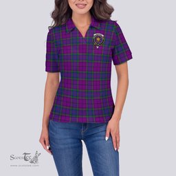 Scottish Wardlaw Modern Clan Tartan Polo Shirt with Family Crest For Women, Women's Scottish Polo Shirt Scottish Plaid Tartan Plaid - ScotsTee - scotstee.com