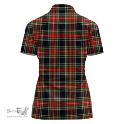 Scottish Stewart Black Clan Tartan Polo Shirt with Family Crest For Women, Women's Scottish Polo Shirt Scottish Plaid Tartan Plaid - ScotsTee - scotstee.com