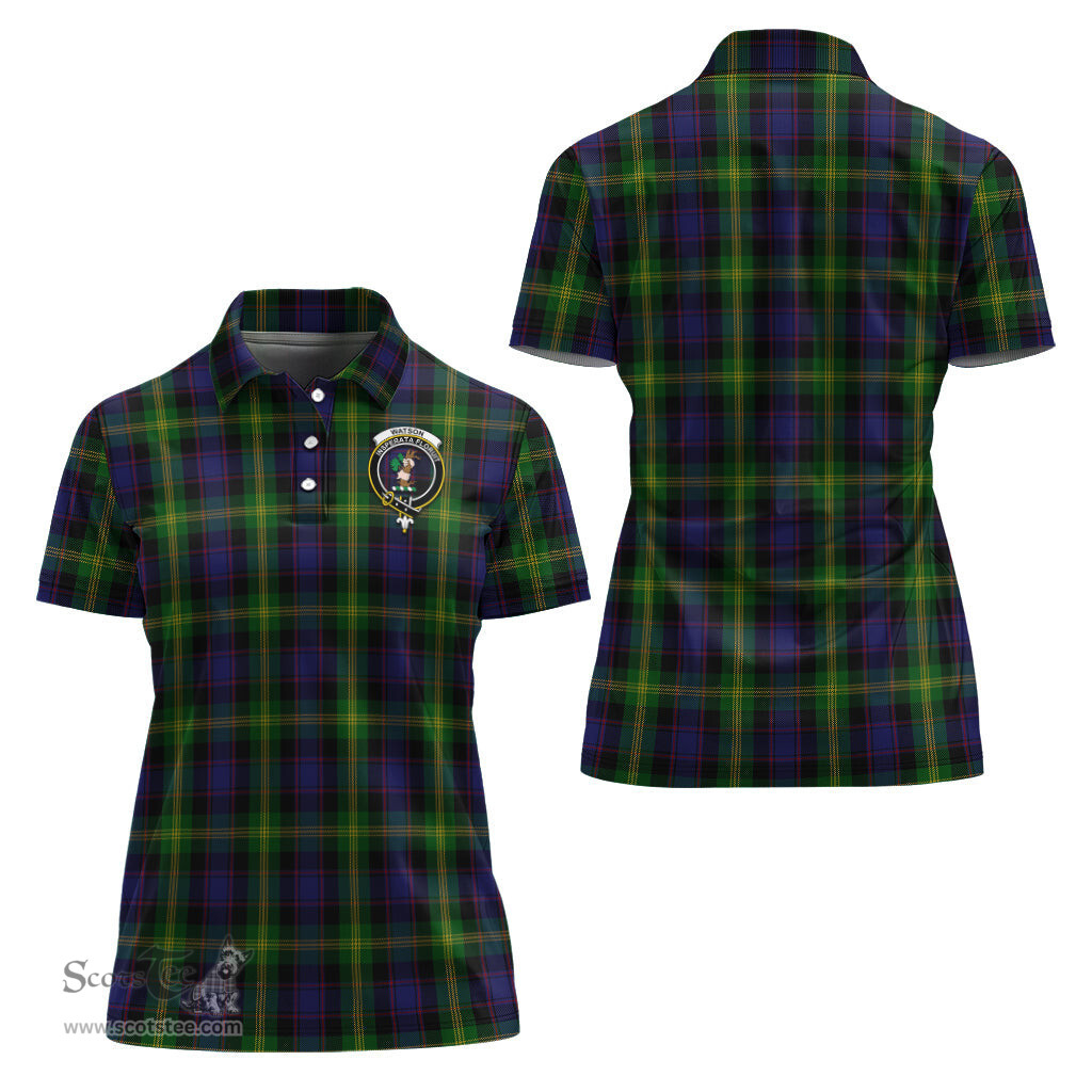 Scottish Watson Clan Tartan Polo Shirt with Family Crest For Women, Women's Scottish Polo Shirt Scottish Plaid Tartan Plaid - ScotsTee - scotstee.com