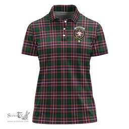 Scottish MacFarlane Hunting Modern Clan Tartan Polo Shirt with Family Crest For Women, Women's Scottish Polo Shirt Scottish Plaid Tartan Plaid - ScotsTee - scotstee.com