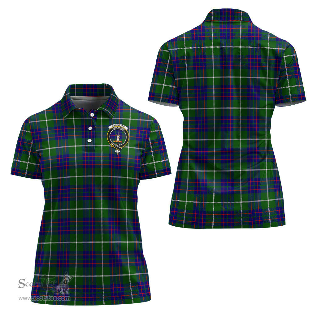 Scottish MacIntyre Hunting Modern Clan Tartan Polo Shirt with Family Crest For Women, Women's Scottish Polo Shirt Scottish Plaid Tartan Plaid - ScotsTee - scotstee.com