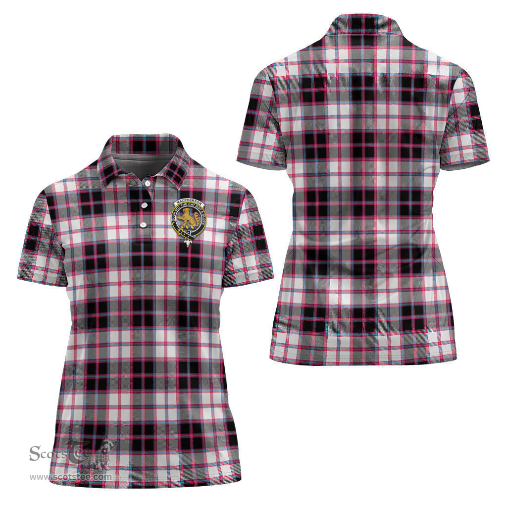 Scottish MacPherson Hunting Modern Clan Tartan Polo Shirt with Family Crest For Women, Women's Scottish Polo Shirt Scottish Plaid Tartan Plaid - ScotsTee - scotstee.com