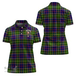 Scottish Whitefoord Modern Clan Tartan Polo Shirt with Family Crest For Women, Women's Scottish Polo Shirt Scottish Plaid Tartan Plaid - ScotsTee - scotstee.com