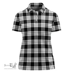 Scottish MacFarlane Black White Clan Tartan Polo Shirt For Women, Women's Scottish Polo Shirt Scottish Plaid Tartan Plaid - ScotsTee - scotstee.com