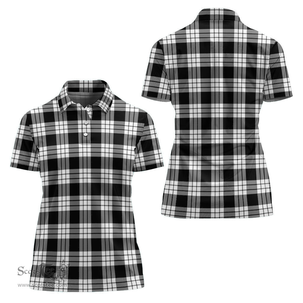 Scottish MacFarlane Black White Clan Tartan Polo Shirt For Women, Women's Scottish Polo Shirt Scottish Plaid Tartan Plaid - ScotsTee - scotstee.com
