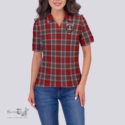 Scottish MacLean of Duart Dress Red Clan Tartan Polo Shirt with Family Crest For Women, Women's Scottish Polo Shirt Scottish Plaid Tartan Plaid - ScotsTee - scotstee.com