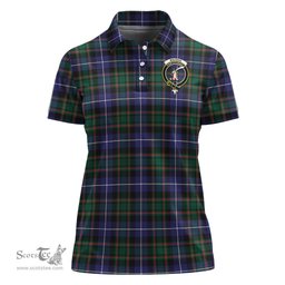 Scottish MacRae Hunting Modern Clan Tartan Polo Shirt with Family Crest For Women, Women's Scottish Polo Shirt Scottish Plaid Tartan Plaid - ScotsTee - scotstee.com