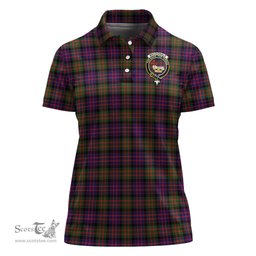 Scottish MacDonald Modern Clan Tartan Polo Shirt with Family Crest For Women, Women's Scottish Polo Shirt Scottish Plaid Tartan Plaid - ScotsTee - scotstee.com