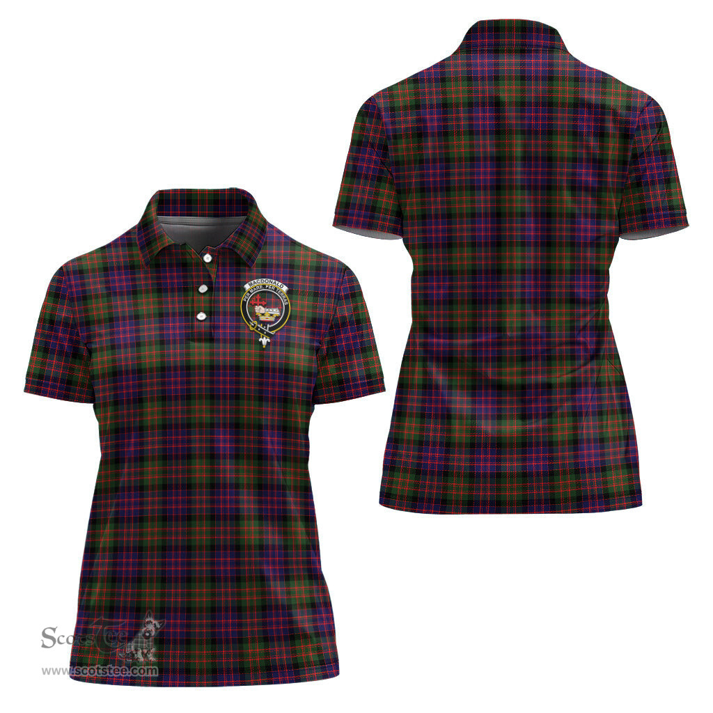 Scottish MacDonald Modern Clan Tartan Polo Shirt with Family Crest For Women, Women's Scottish Polo Shirt Scottish Plaid Tartan Plaid - ScotsTee - scotstee.com