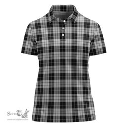 Scottish MacLeod Black and White Clan Tartan Polo Shirt For Women, Women's Scottish Polo Shirt Scottish Plaid Tartan Plaid - ScotsTee - scotstee.com
