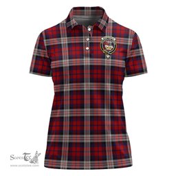 Scottish MacDonald Dress Irish Clan Tartan Polo Shirt with Family Crest For Women, Women's Scottish Polo Shirt Scottish Plaid Tartan Plaid - ScotsTee - scotstee.com