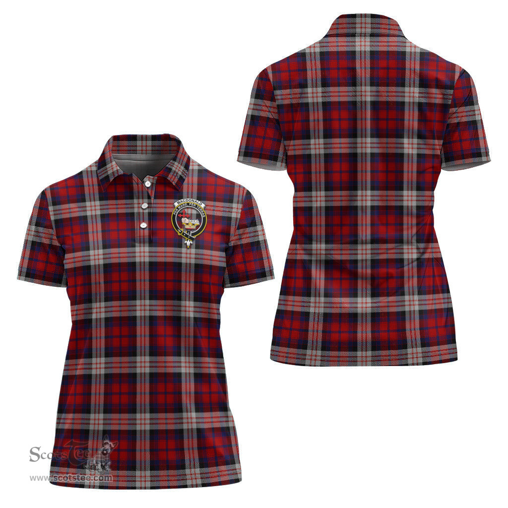 Scottish MacDonald Dress Irish Clan Tartan Polo Shirt with Family Crest For Women, Women's Scottish Polo Shirt Scottish Plaid Tartan Plaid - ScotsTee - scotstee.com
