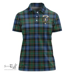 Scottish MacRae Hunting Ancient Clan Tartan Polo Shirt with Family Crest For Women, Women's Scottish Polo Shirt Scottish Plaid Tartan Plaid - ScotsTee - scotstee.com