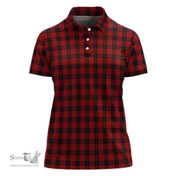 Scottish MacLeod Black and Red Clan Tartan Polo Shirt For Women, Women's Scottish Polo Shirt Scottish Plaid Tartan Plaid - ScotsTee - scotstee.com