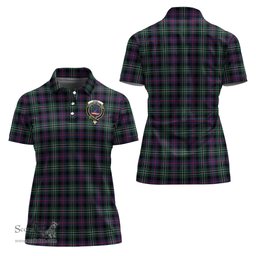 Scottish Rose Hunting Modern Clan Tartan Polo Shirt with Family Crest For Women, Women's Scottish Polo Shirt Scottish Plaid Tartan Plaid - ScotsTee - scotstee.com