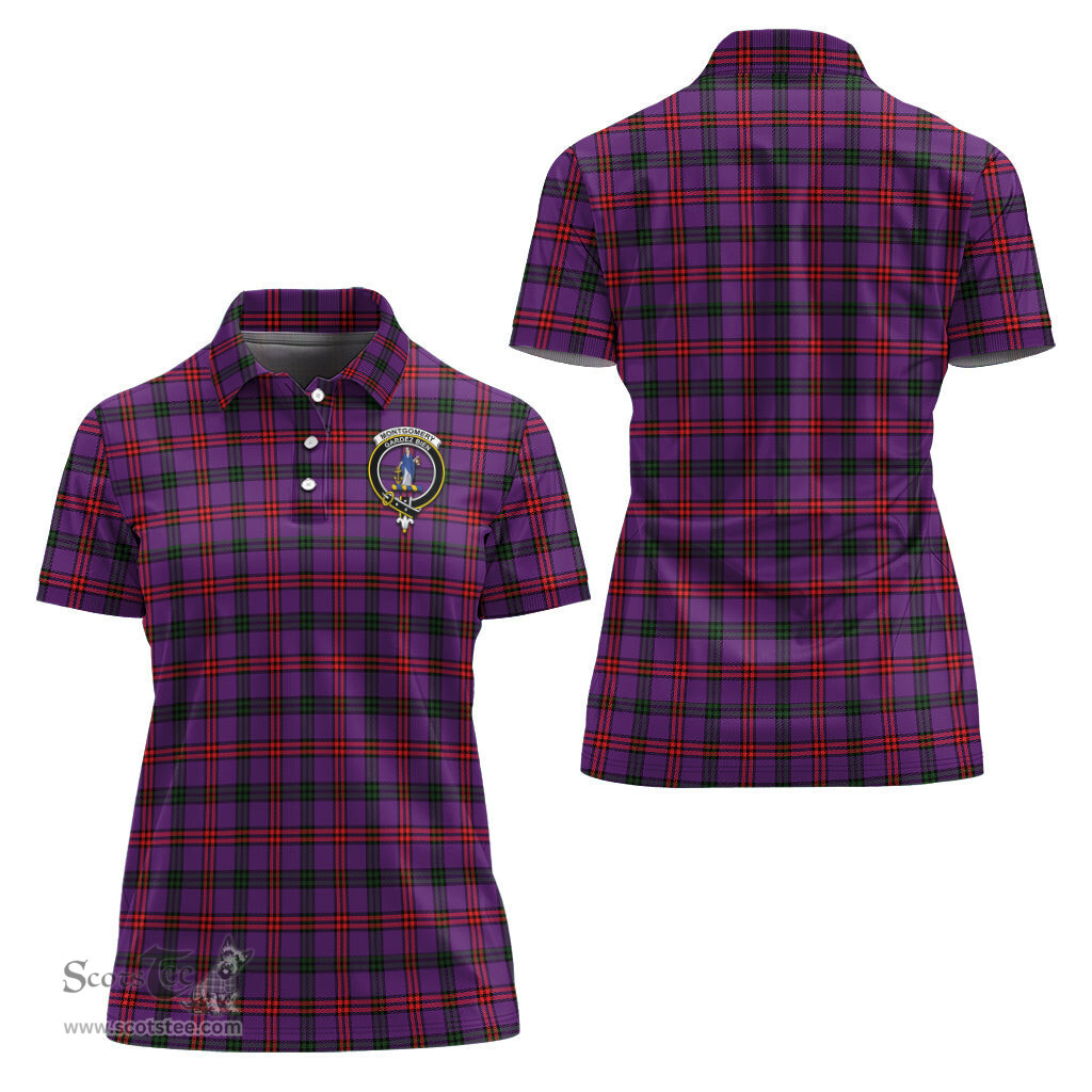 Scottish Montgomery Modern Clan Tartan Polo Shirt with Family Crest For Women, Women's Scottish Polo Shirt Scottish Plaid Tartan Plaid - ScotsTee - scotstee.com