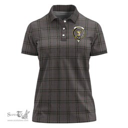 Scottish Stewart Grey Clan Tartan Polo Shirt with Family Crest For Women, Women's Scottish Polo Shirt Scottish Plaid Tartan Plaid - ScotsTee - scotstee.com