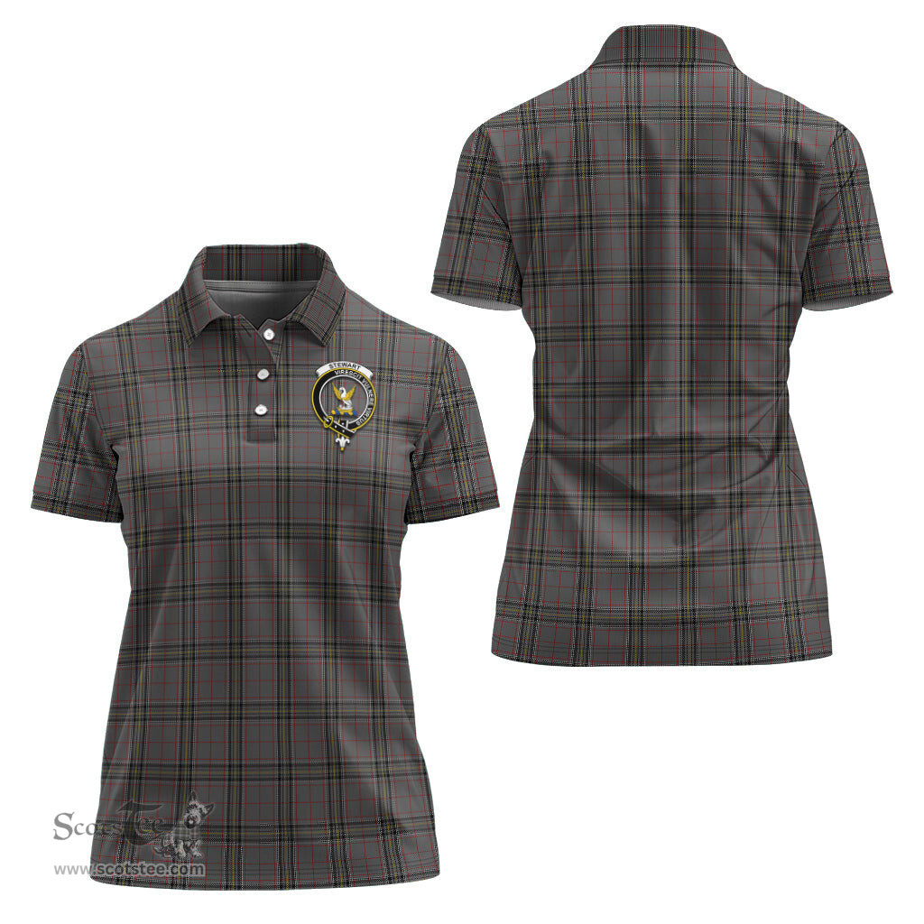 Scottish Stewart Grey Clan Tartan Polo Shirt with Family Crest For Women, Women's Scottish Polo Shirt Scottish Plaid Tartan Plaid - ScotsTee - scotstee.com