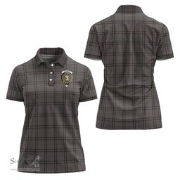 Scottish Stewart Grey Clan Tartan Polo Shirt with Family Crest For Women, Women's Scottish Polo Shirt Scottish Plaid Tartan Plaid - ScotsTee - scotstee.com