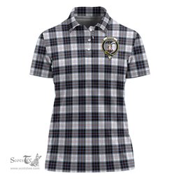 Scottish MacRae Dress Modern Clan Tartan Polo Shirt with Family Crest For Women, Women's Scottish Polo Shirt Scottish Plaid Tartan Plaid - ScotsTee - scotstee.com