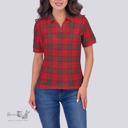 Scottish Ross Modern Clan Tartan Polo Shirt For Women, Women's Scottish Polo Shirt Scottish Plaid Tartan Plaid - ScotsTee - scotstee.com