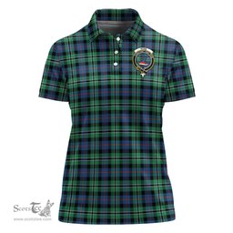 Scottish Rose Hunting Ancient Clan Tartan Polo Shirt with Family Crest For Women, Women's Scottish Polo Shirt Scottish Plaid Tartan Plaid - ScotsTee - scotstee.com