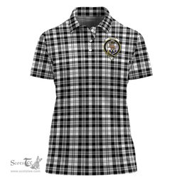 Scottish Scott Black White Clan Tartan Polo Shirt with Family Crest For Women, Women's Scottish Polo Shirt Scottish Plaid Tartan Plaid - ScotsTee - scotstee.com