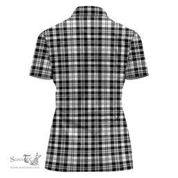 Scottish Scott Black White Clan Tartan Polo Shirt with Family Crest For Women, Women's Scottish Polo Shirt Scottish Plaid Tartan Plaid - ScotsTee - scotstee.com