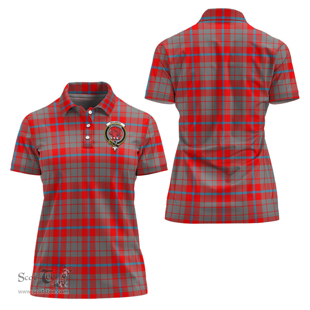 Scottish Moubray Clan Tartan Polo Shirt with Family Crest For Women, Women's Scottish Polo Shirt Scottish Plaid Tartan Plaid - ScotsTee - scotstee.com